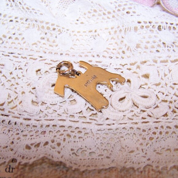 Vintage Sterling Silver Vermeil Charm - Standing Airedale Terrier - Picture 3 of 3